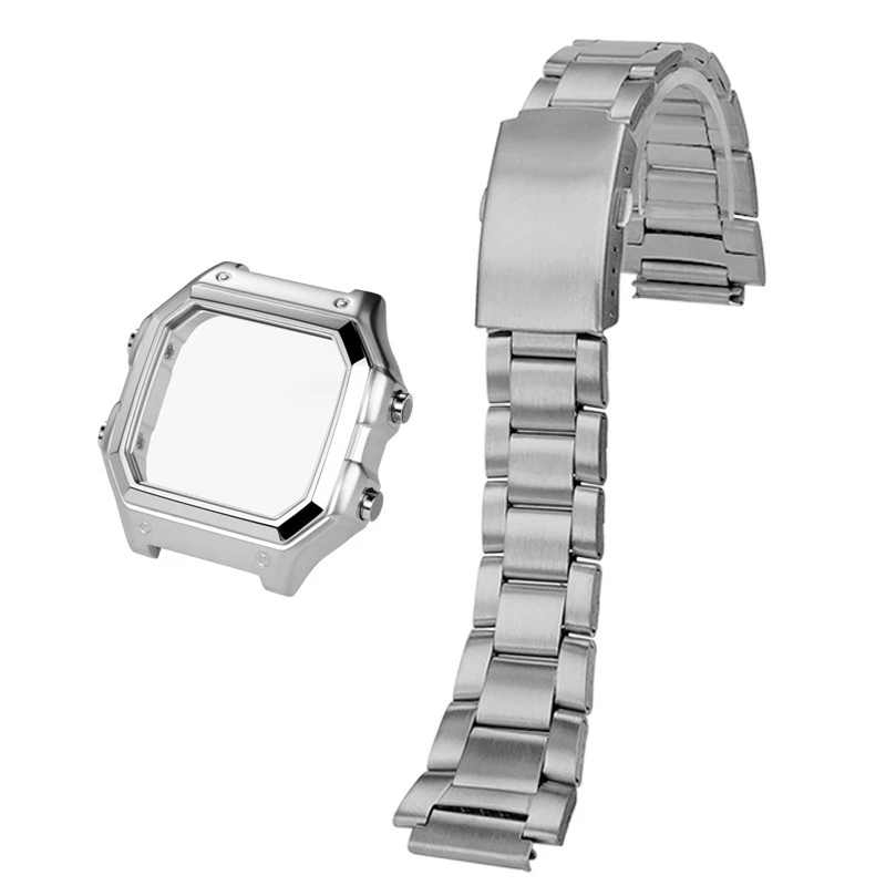 Stainless Steel Watch Case with Waterproof Ring - Black/Silver Finish