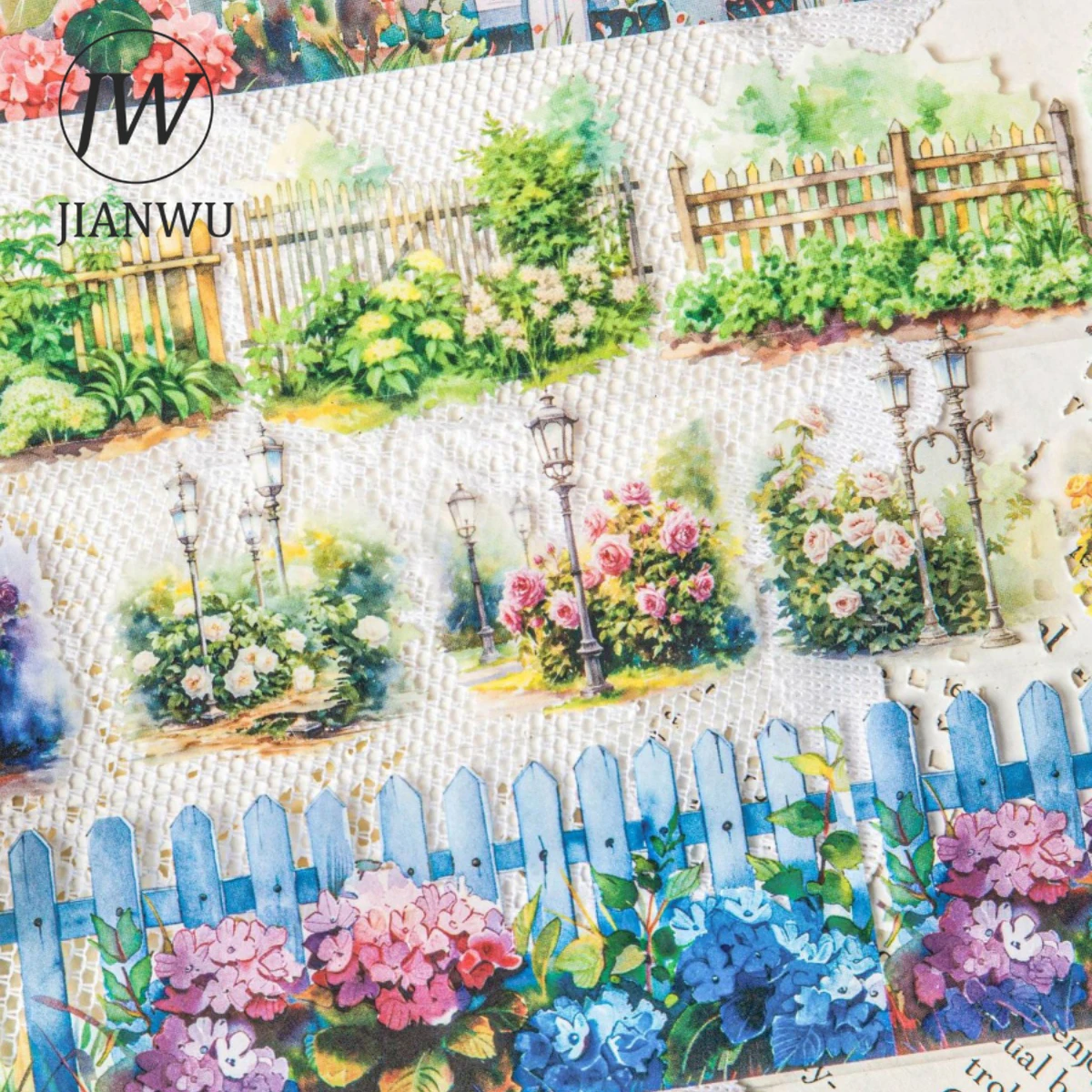 JIANWU 50mm*200cm Fence Plant Series Vintage Flower Landscaping Material Collage PET Tape Creative DIY Journal Stationery 4