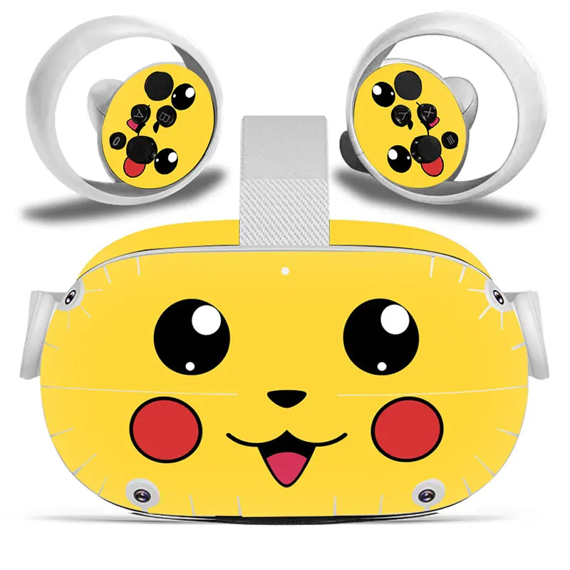 Pokemon Pikachu Mario Vinyl Skin Sticker for Oculus Quest 2 VR Skin Sticker Headset Virtual Reality Decals Protective PVC