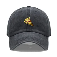 Pizza Embroidered Baseball Caps for Men Women Retro Soft Washed Cotton Dad Hat Snapback Cap Wholesale Dropshipping 2