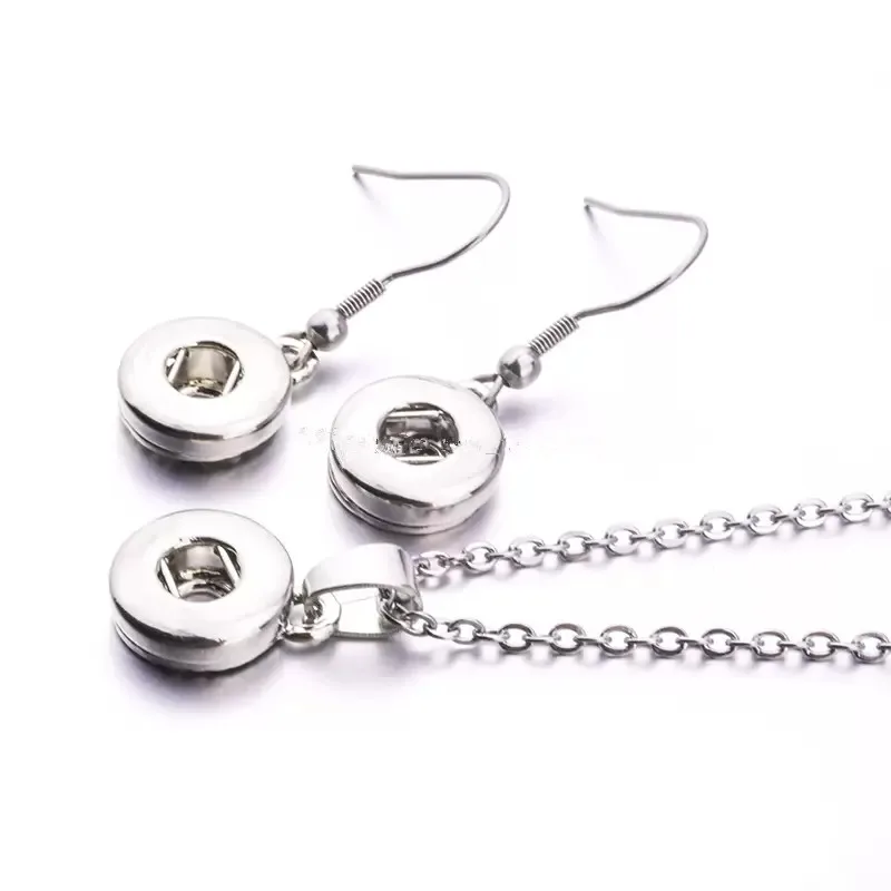 10sets Simple 12mm 18mm Snap Button Dangle Earrings Necklace Set  for Women  Snaps Jewelry