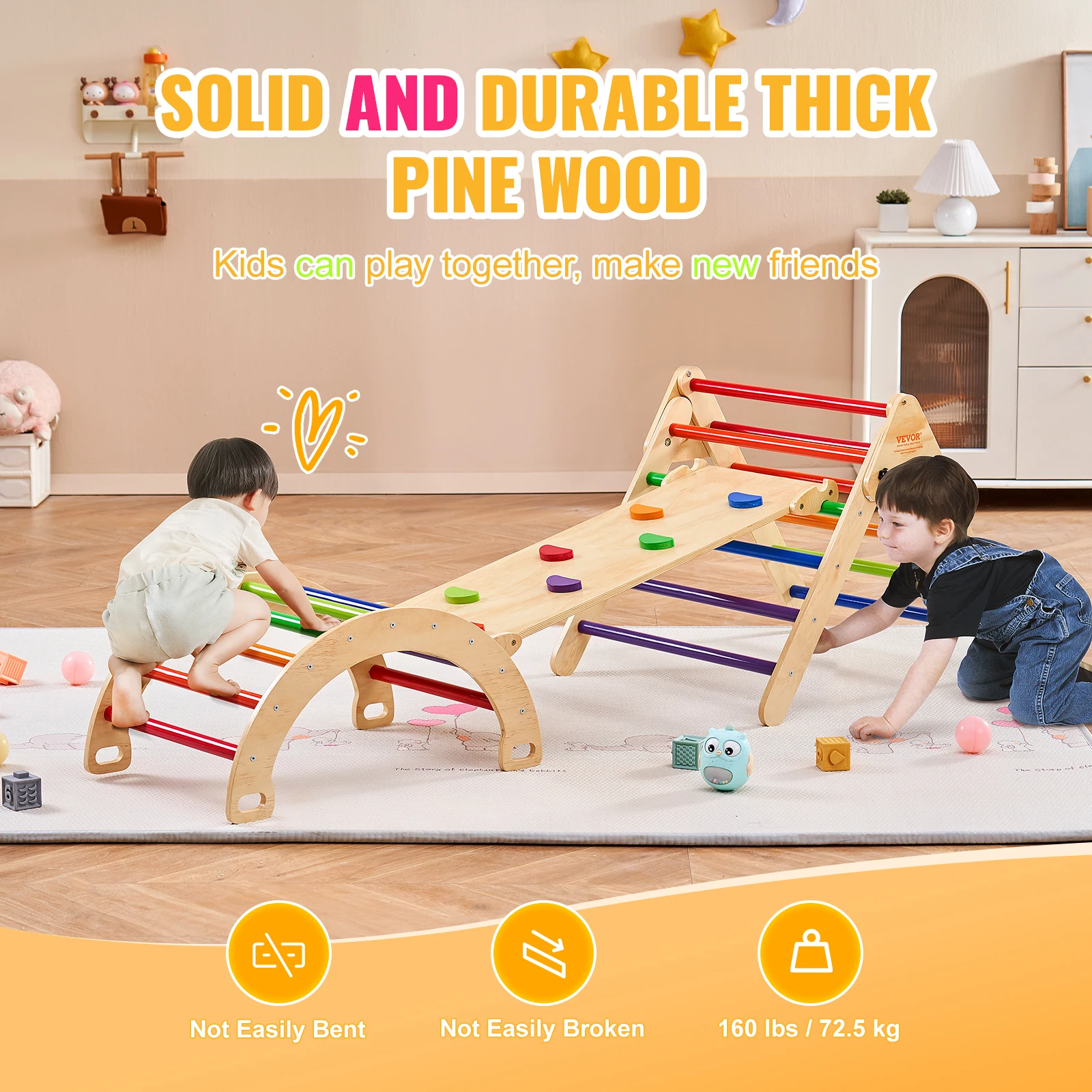 Wooden Toddler Climbing Set for Indoor Play