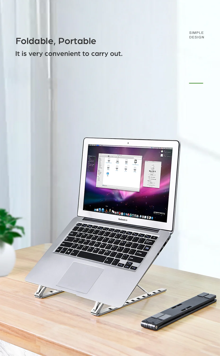 Generic Portable Laptop Stand Aluminium Foldable For Macbook Pro