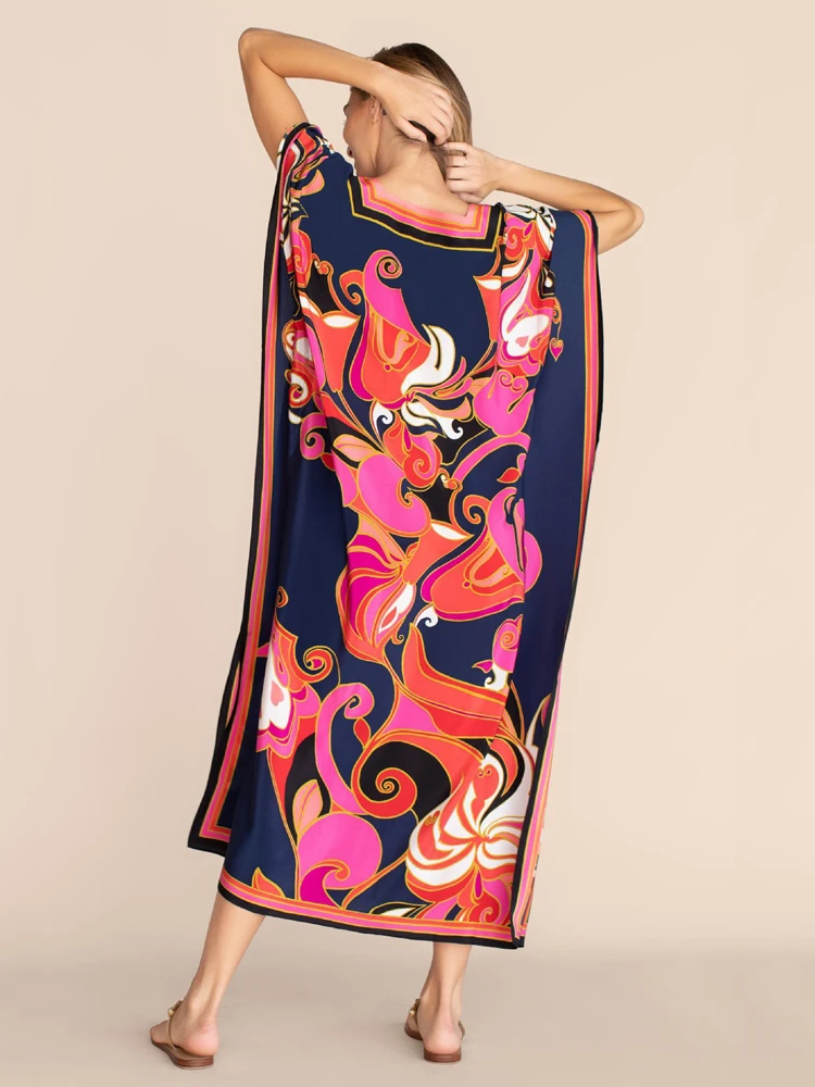 Printed Kaftans for Women Beach Cover Up Seaside Maxi Bohemian Dresses Beachwear Pareo Bathing Suits Factory Supply Dropshipping 6