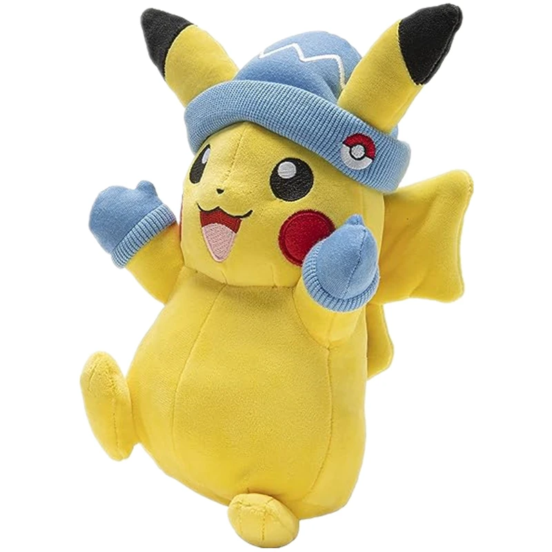 Pokemon plush with winter hat and mittens, 8 inch pikachu plush with unique, multicoloured accessory 3 4 5 years old boys girls ski snow gloves kids waterproof warm winter snow ski gloves baby toddler outdoor children mittens