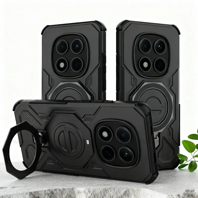 Shockproof Bumper Case with Ring Holder and Magnetic Adsorption Cover