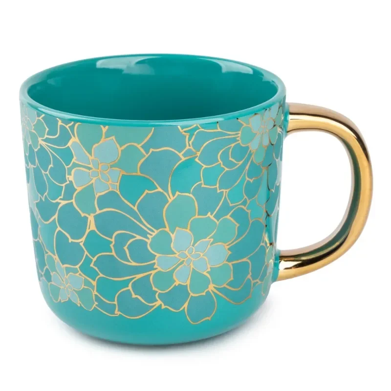 

Thyme & Table Stoneware Coffee Mug, 16 fl oz, Teal Succulent