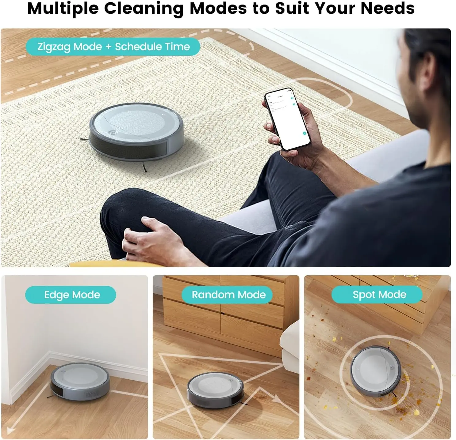 Robot Vacuum Cleaner-4500Pa Powerful Suction, PreciSense Obstacle Avoidance, Slim, Quite, 140 Mins Self-Charging Rob