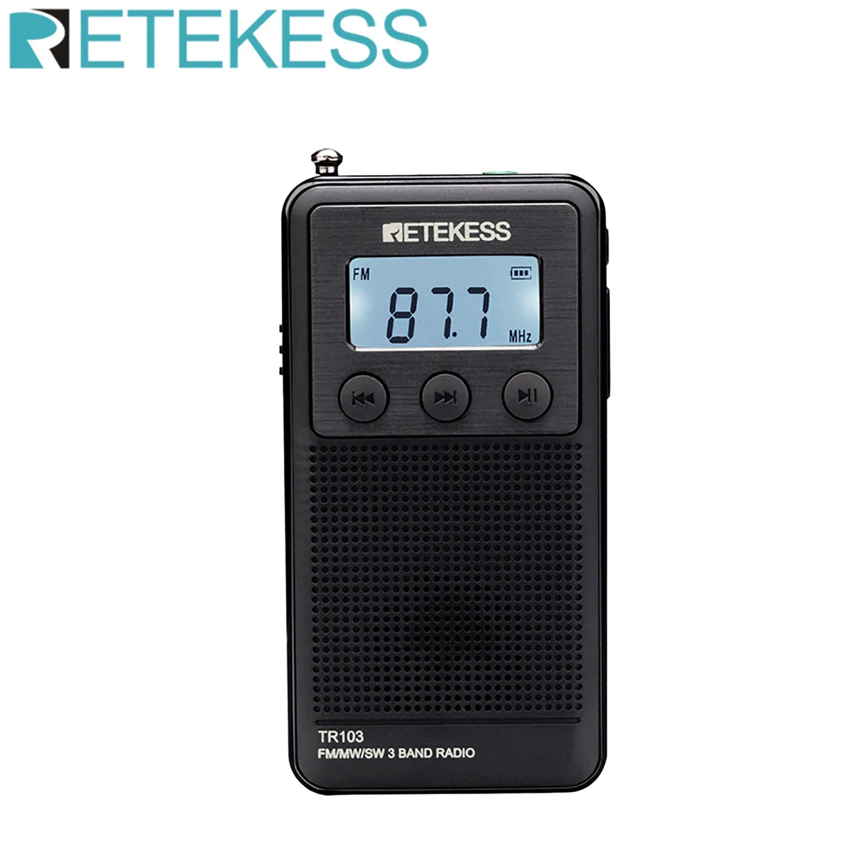 Retekess TR103 Mini Radio de Poche, Radio Portable FM MW SW, Radio Lecteur  MP3 DSP Récepteur Numérique avec Batterie Rechargeable