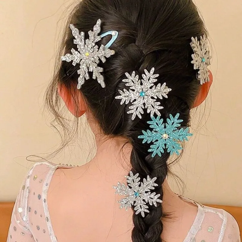 Sweet Cue Princess Hair Clips Snowflake Lovely Girls Hairpins Children Headwear Hairgrip Hair Clips Barrettes Hair Accessories