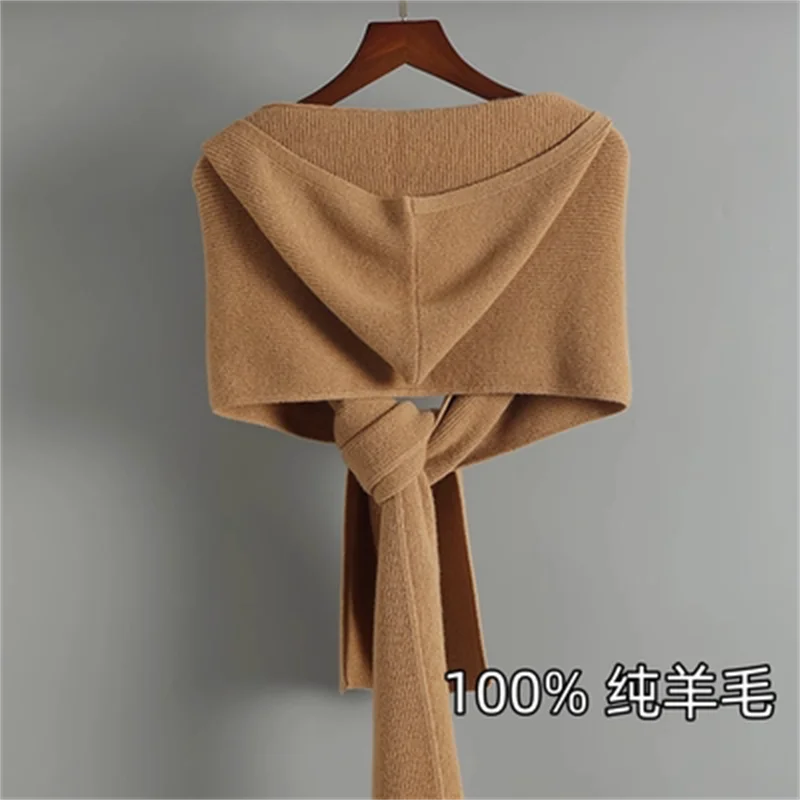 Winter New Fashion Solid Color Merino Wool Scarf Shawl Women Outdoor Keep Warm Soft Cashmere Knit Scarf Long Scarves 190*26