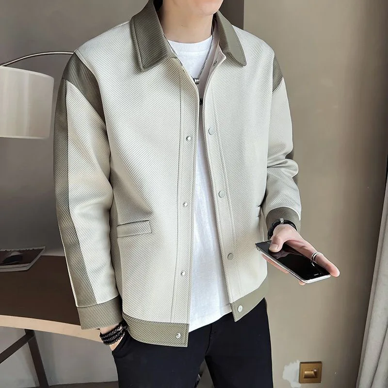 New Spring and Autumn Fashion Trends, Handsome, Colorful, Versatile Polo Collar Korean Casual Jacket, Loose Fitting Men's Jacket