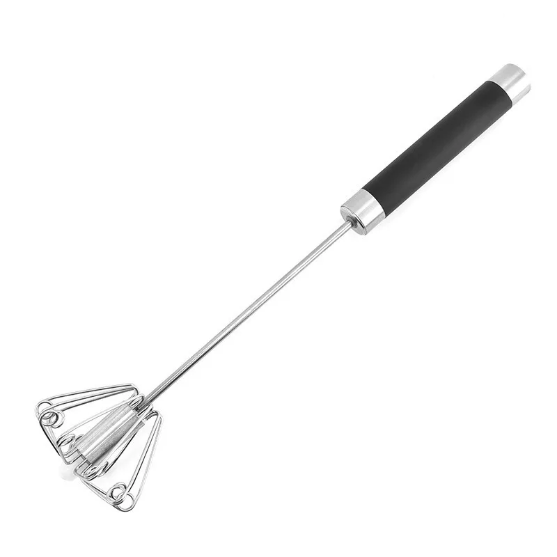 Rotatable Stainless Steel Kitchen Mixer Manual Whisk Egg Beater Milk Cream Whisk Semi Automatic Eggbeater