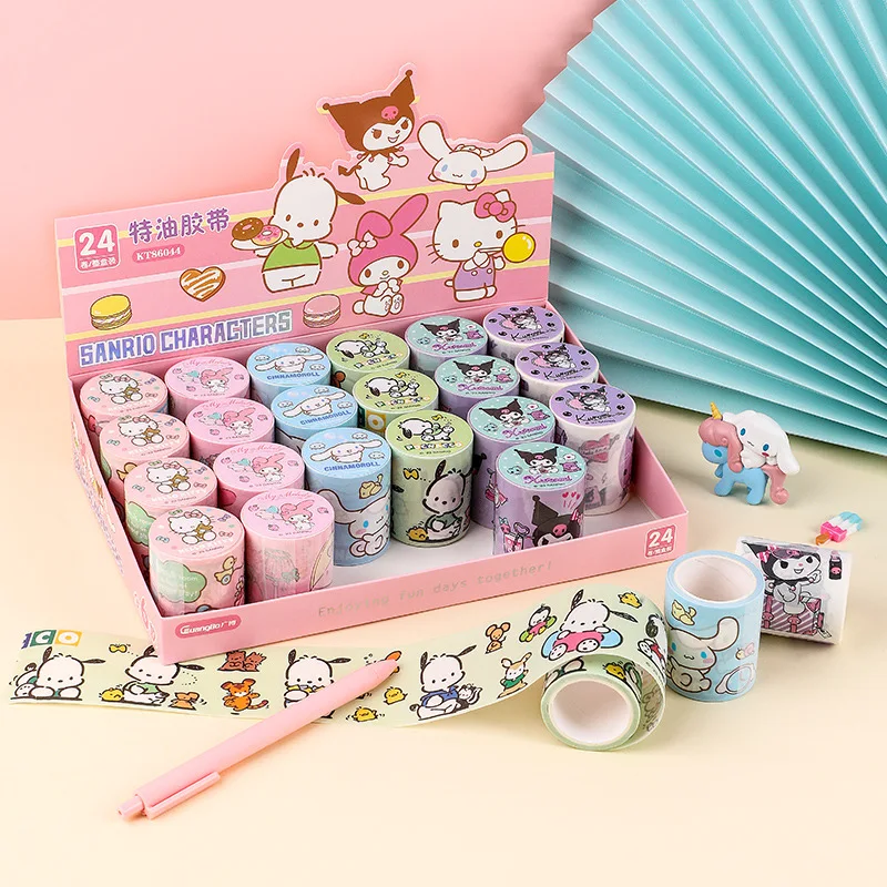 6/24pcs Genuine Edition Sanrio Stickers Paper Tape Hand Accounting Materials Decorative Diy Stickers Kuromi Sticker Wholesale 2