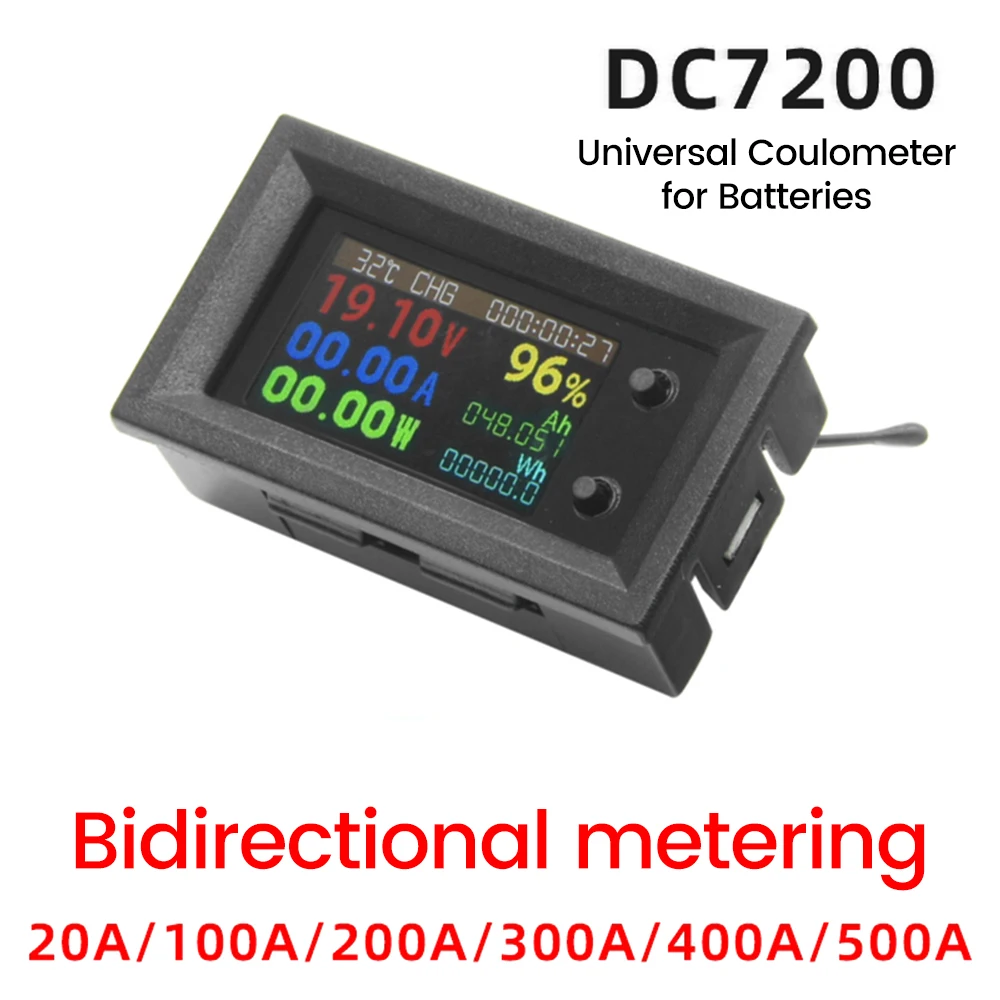 9 in 1 DC 7-200V 20-500A 디지털 디스플레이 DC 전원 공급 장치 전압계 전류계 배터리 용량 테스터 배터리 연료 게이지 미터