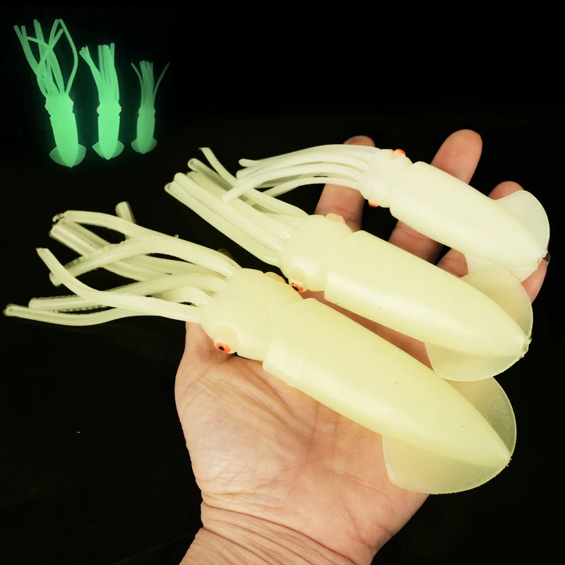 12 15 18CM Soft Squid Fishing Trolling Lure 11g 20g 33g Luminous Squid Jig Wobblers Bait For Sea Fishing Boat Rockfishing fishing lure