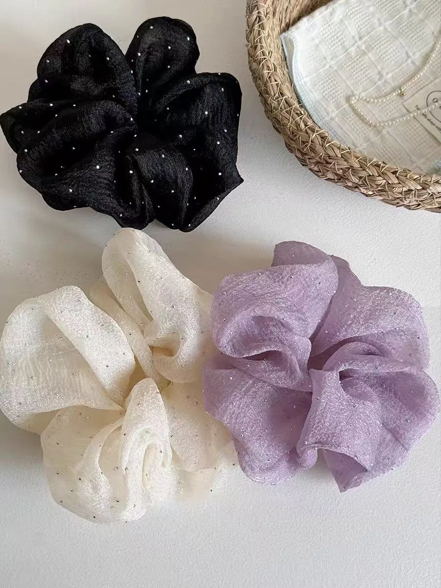 Haargummis aus weichem Garn, große Haargummis, süße einfarbige Pferdeschwanzhalter, elastisches Haarband, Damen-Haar-Accessoires – Detail 5