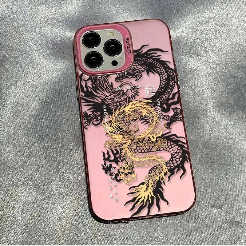 Luxurious Black Golden Dragon Design Phone Case with Air Bumper Cover