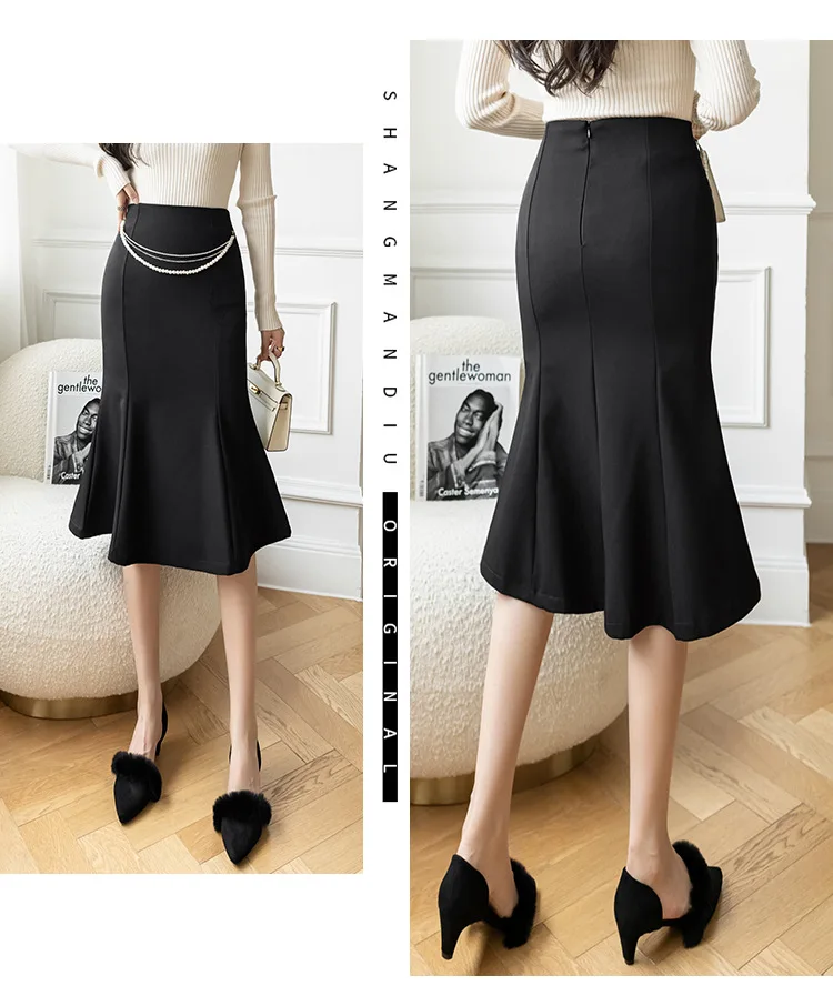 Skirts Women Solid Vintage Office Ladies Elegant Chic Korean Style A-line Summer Long Faldas Mujer High Waist Simple Hip Skirt midi skirt