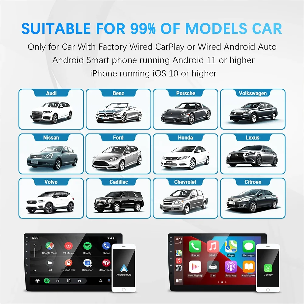 Беспроводной адаптер Carplay Android Auto Smart Dongle 2 в 1 для ...