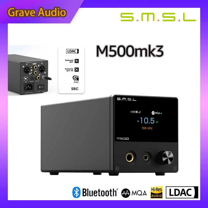 

Усилитель для наушников SMSL M500MK3, Hi-Fi ресивер, Bluetooth усилитель M500 MKIII ES9038pro MQA DAC, поддержка LDAC MQA-CD