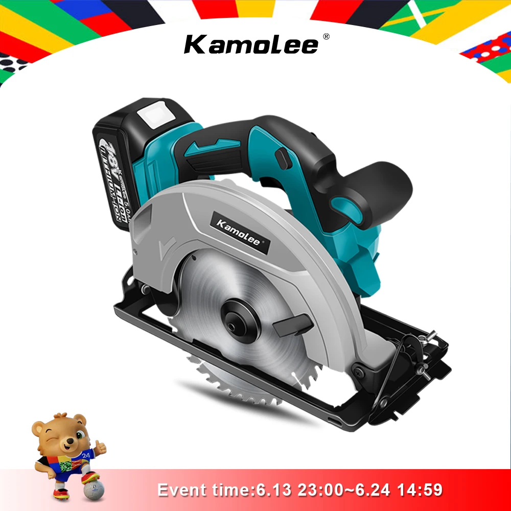 Kamolee-가정용 전기 원형톱 7 인치 21V 6.0Ah 6000mAh, Makita 18V 배터리 호환 DIY