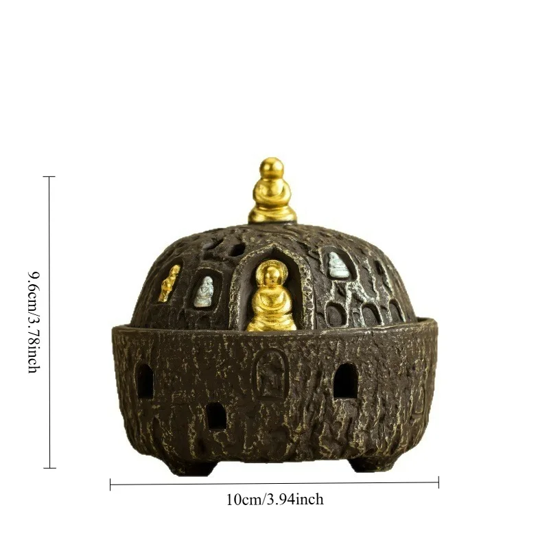 Dunhuang Zen Buddha Coil Incense Burner Ceramic Incense Holder for Sandalwood Agarwood Home Aromatherapy Desktop Decor Gift