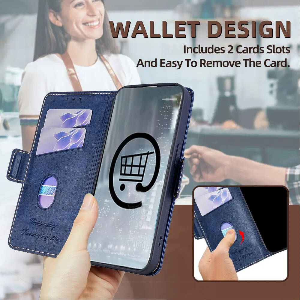 Premium Business Leather Flip Case with Card Slots and Magnetic Closure