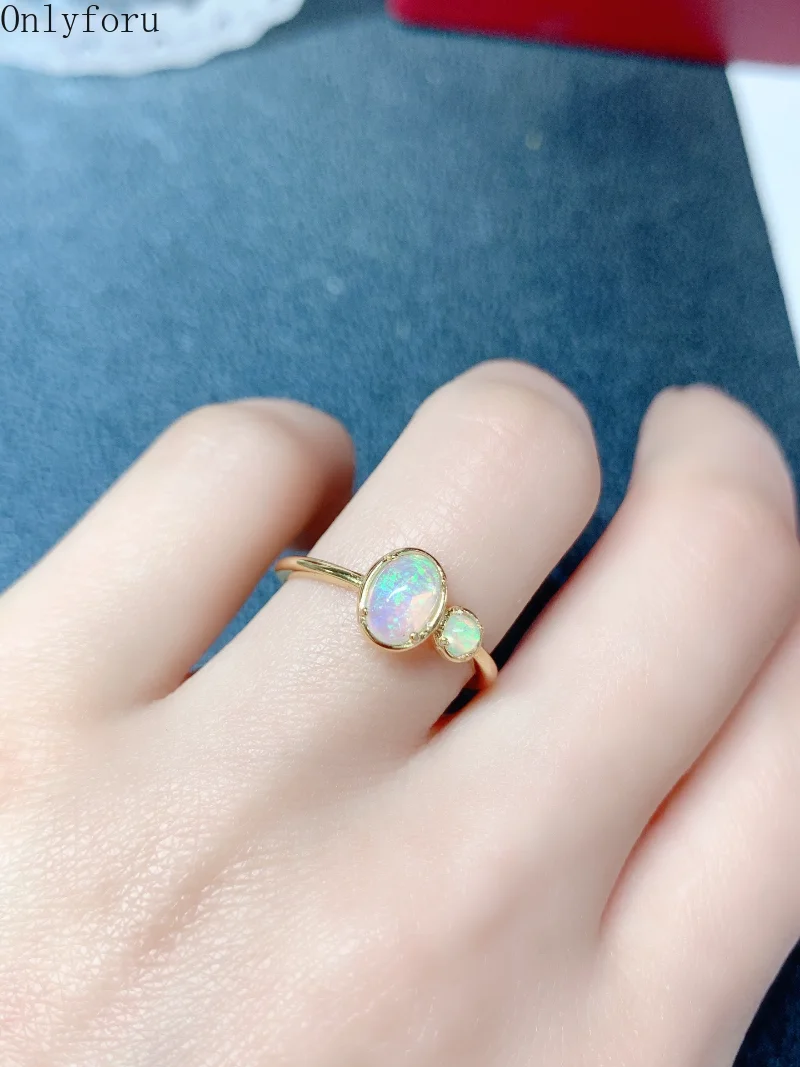 Colorful Natural Opal 925 Silver Rings Classic Charming Luxury