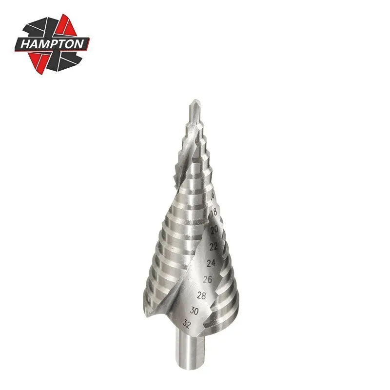 HAMPTON Step Cone Drill 4-12/20/32mm 6-60m Metal Drills HSS Steel Step Drill Bit Round Shank Cone Drilling Tool Hole Cutter