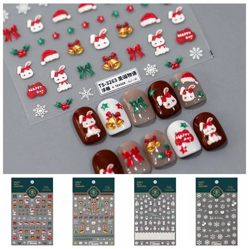 

Snowflakes Pattern Christmas Nail Stickers Snowman Cartoon Elk Christmas Nail Decals DIY Nail Charms Manicure Ornaments Lady