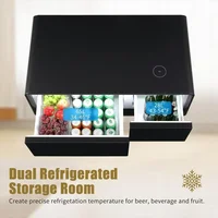 Coffee Table with Built in Fridge, Temperature Control Drawer, Ice Water Interface & Outlet Protection, Smart LED Tea Table 2