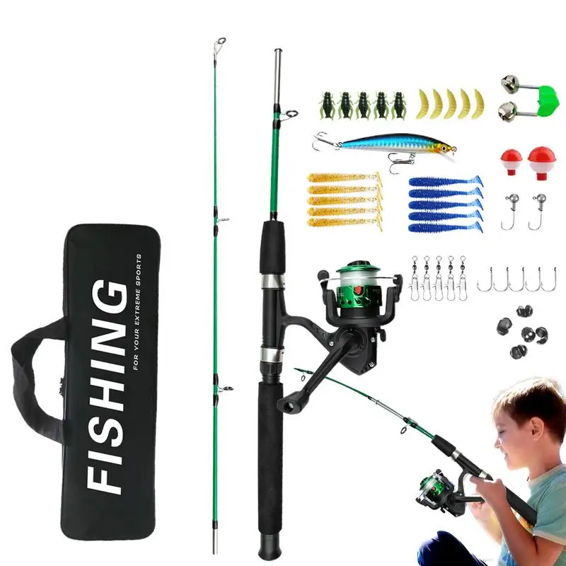 

Portable Kids Fishing Rod Set Foldable Fishing Rod & Reel Combos Fishing Pole With Carrying Bag For Birthday Christmas New Year