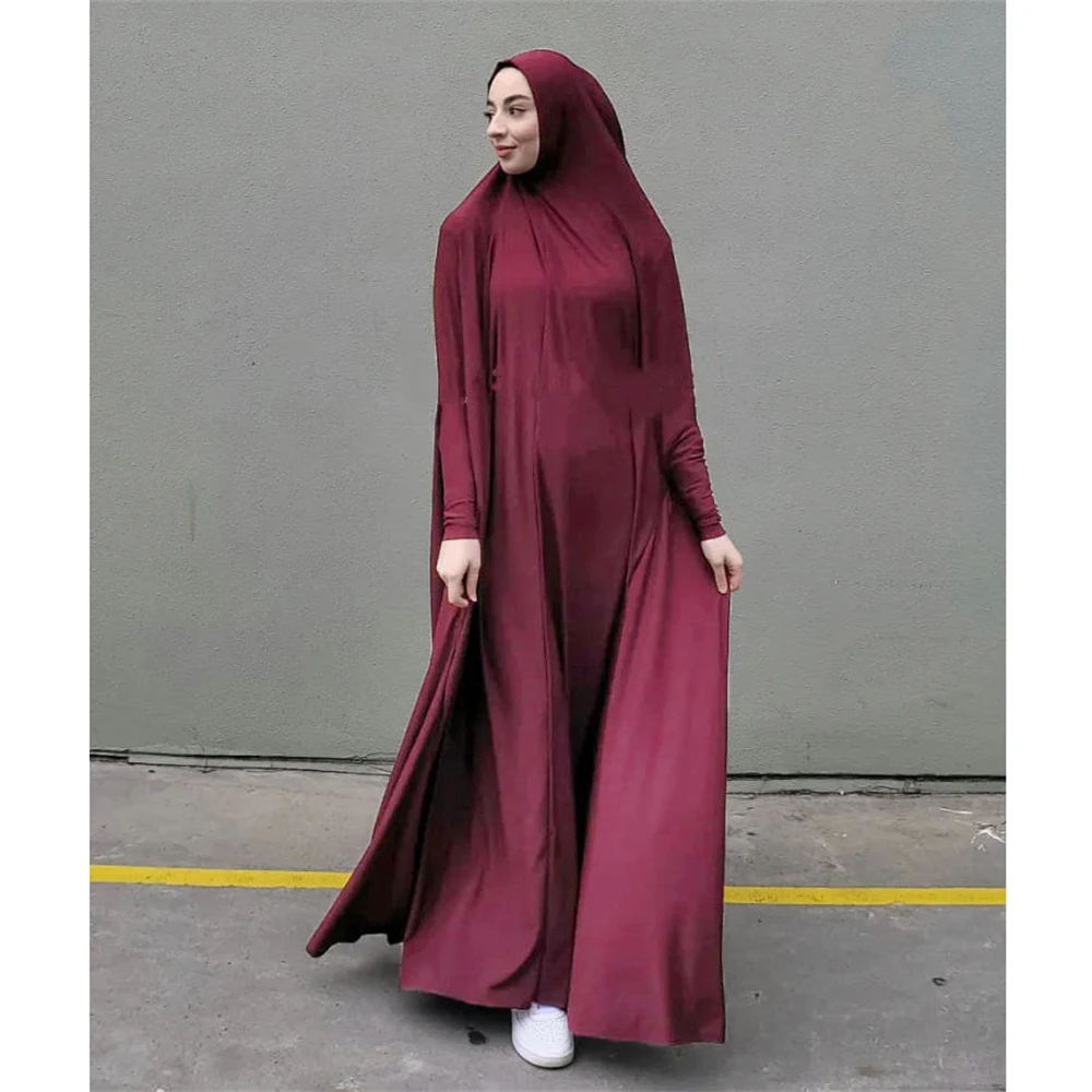 Muslim Women Jilbab Prayer Dress Hijab Hooded Abaya Ramadan Eid Islamic Clothing Dubai Saudi Black Robe Turkish Modes Dresses