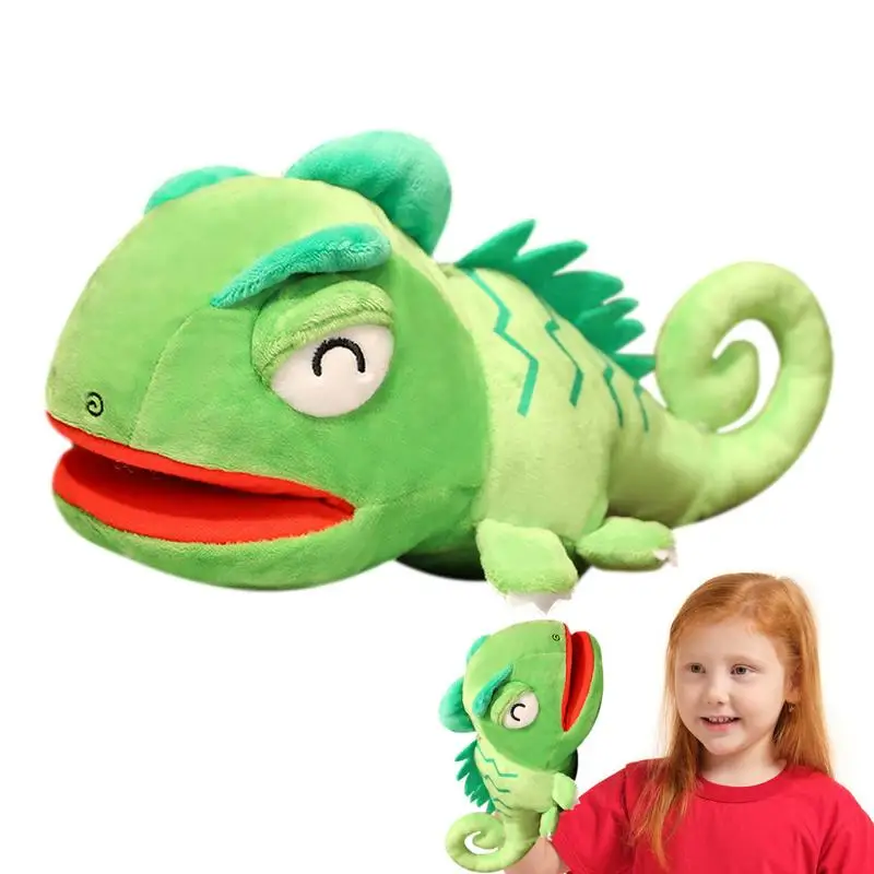 

Puppets With Movable Mouth Realistic Cute Chameleon Plush Kids Interactive Toys Stuffed Lizard Plush Super Soft Hand Puppet With