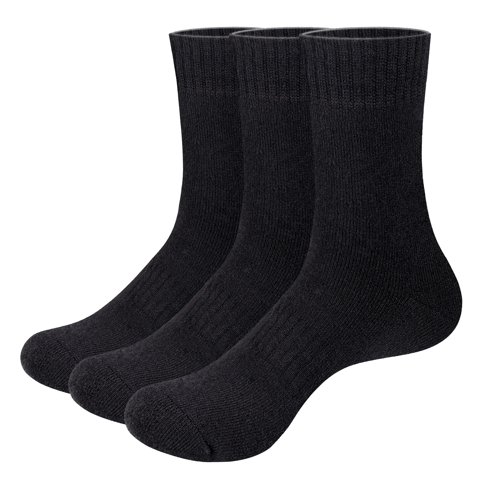 YUEDGE Mens Merino Wool Socks Plain Mid Calf Crew Thick Thermal Warm Socks For Men Size 37-46 3Pairs/Pack