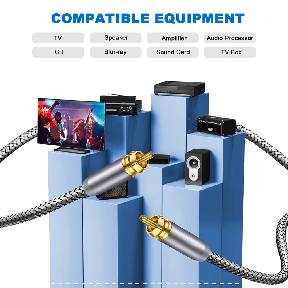 Gold-Plated High-Fidelity Coaxial Audio Cable - Digital RCA to RCA (1m to 15m)