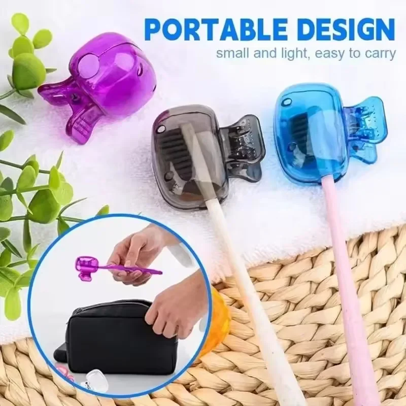 Portable Toothbrush Head Cover Clip Toothbrush Protector Cap Plastic Tooth Brush Case Travel Hiking Camping Bathroom Accessories