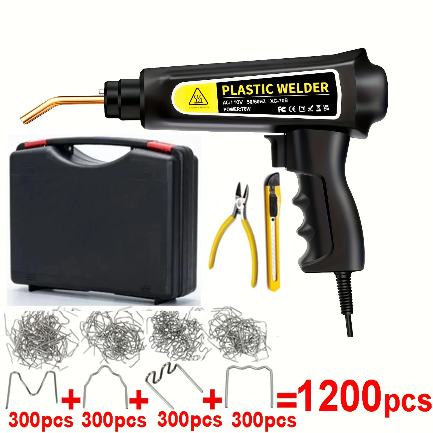 110V US Plug New Hot Stapler Plastic Welding Machine Bumper Repair Kit Soldering Iron For Car Gun 6