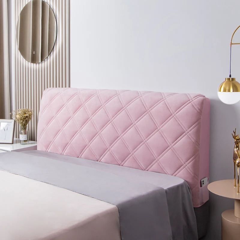 All-inclusive Short Plush Quilting Bed Head Cover Luxury Soft Thicken Velvet Quilted Headboard Cover Solid Color Backrest