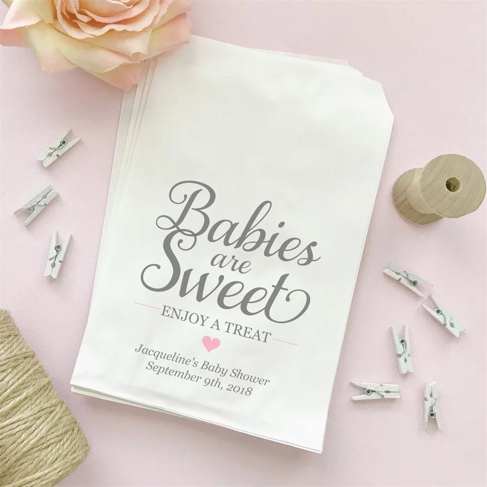 

50 Custom Babies are sweet bags - Babies are sweet take a treat bag - Baby shower candy bags - Baby shower treat bags