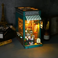 DIY Book Nook Wooden Miniature Model Kit Soul Bookstore Bookend Assembled 3D Puzzle Bookshelf Home Decor Friends Birthday Gifts 1