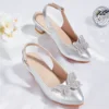 2025 New Girls' Princess Shoes Fashion Pointed-toe Rhinestone Butterfly Children's High Heels Girls' Sandals for Ages 7-12T 2