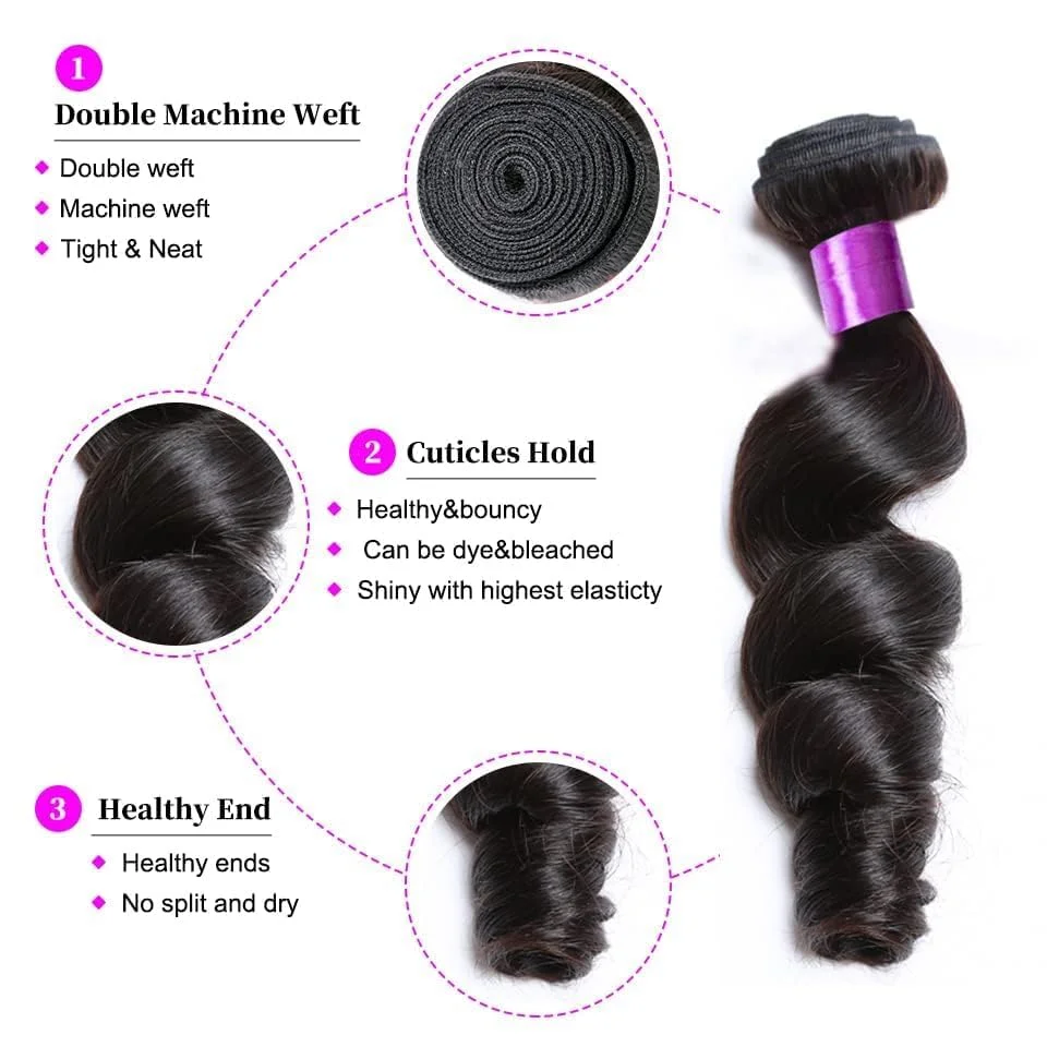 30 36 Inch 4 Bundles Deals Weft Brazilian Loose Wave Raw Virgin Unprocessed Human Hair Water Curly Extensions