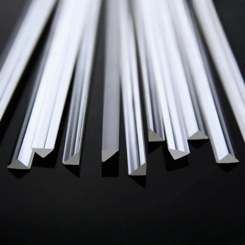 2-6pcs Acrylic Triangle Solid Wand Transparent Plexiglass Rod Right Triangle PMMA Light Guide Column Stick Length 500mm
