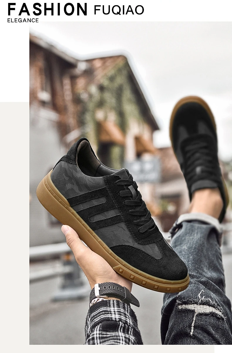 Kuh Wildleder Aufzug Turnschuhe Männer Casual Leder Runde Kappe Lift Sport Frauen Lace Up Mode Patchwork 6CM Höhe Zunehmende schuhe – Detail 17