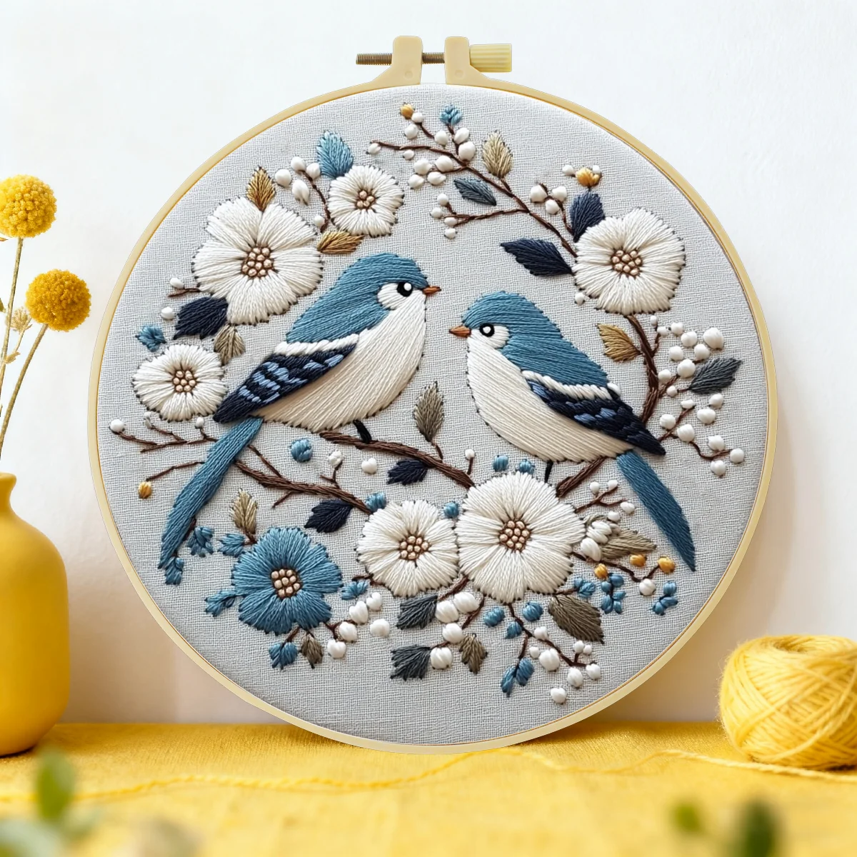 1 Stück 20X20CM/15X15CM 7,87/6,3 Zoll Vogel-Stickerei-Starter-Kit DIY-Kit DIY-Stickerei-Set für Anfänger Heimdekoration