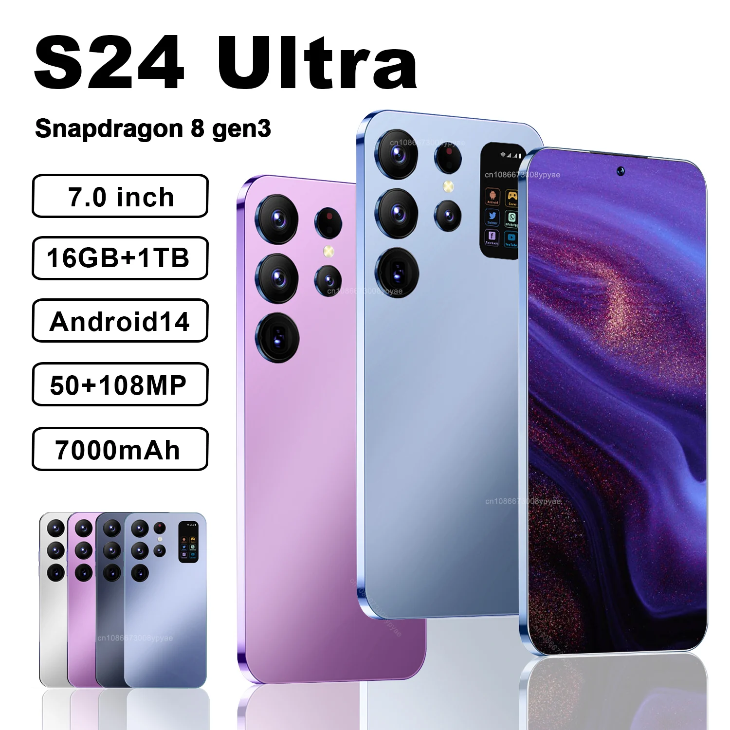 Оригинальный смартфон S24 Ultra, Qualcomm8 Gen2 16 ГБ + 1 ТБ 7000 мАч 48 + 72 МП, две SIM-карты, двойной режим ожидания, стандартная версия Android 13