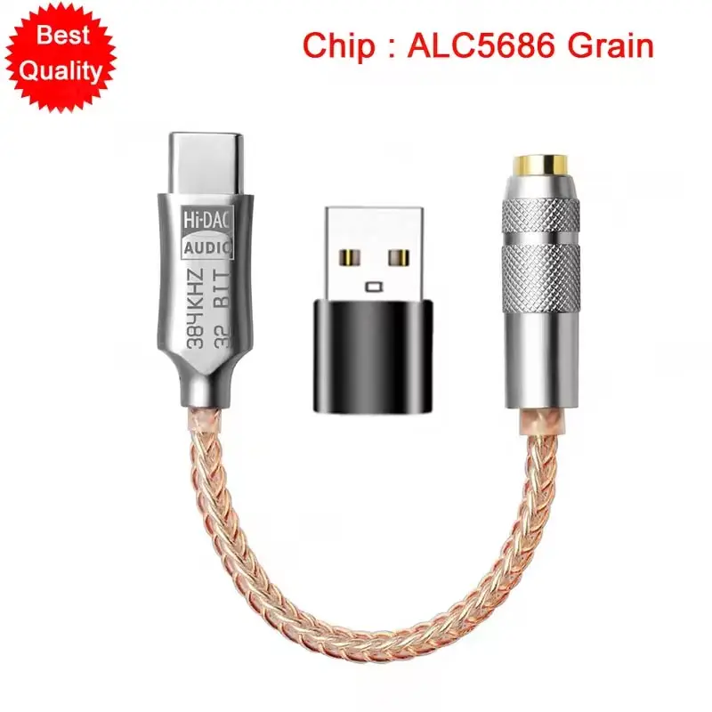 Premium USB-C to 3.5mm HiFi Audio Adapter with 32-bit 384kHz DAC and Headphone Amplifier