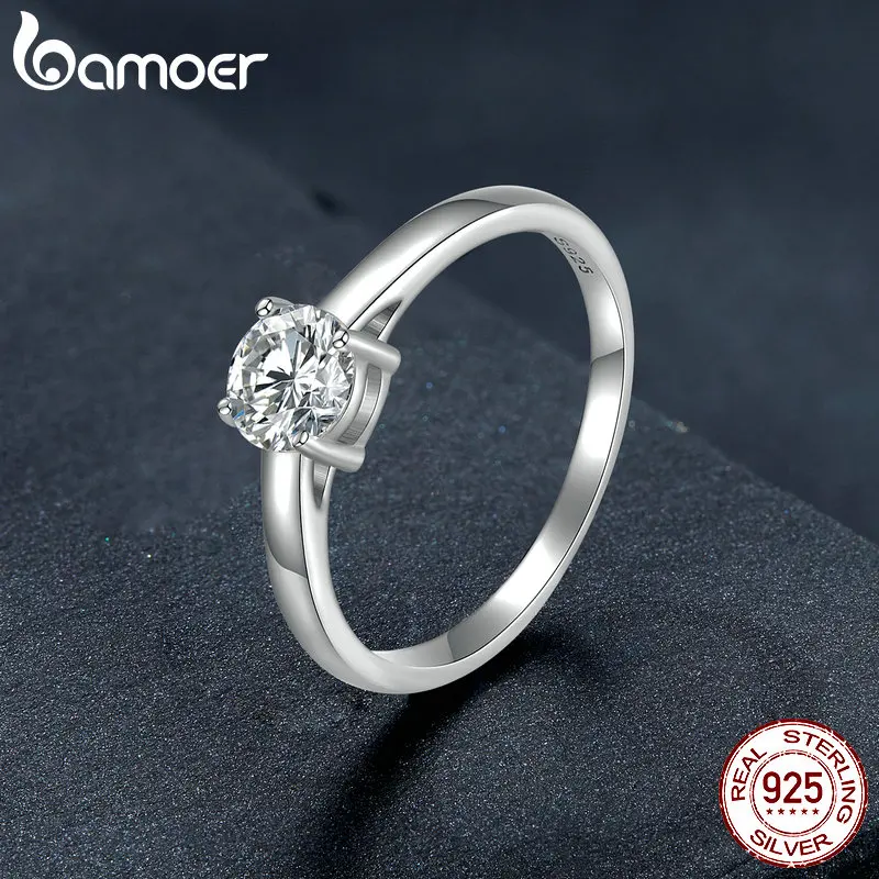 Moissanite Ring 925 Sterling Silver Engagement Ring Solitaire 4 Prongs Eternity Band For Women silver rings,silver ring,moissanite ring,wedding rings